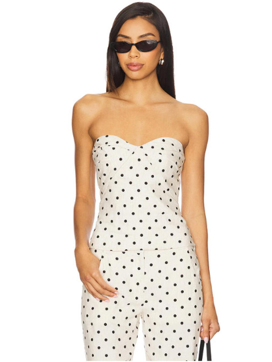 Amanda Uprichard Soho Top Strapless Beige & Black Size M Nwt $170msrp